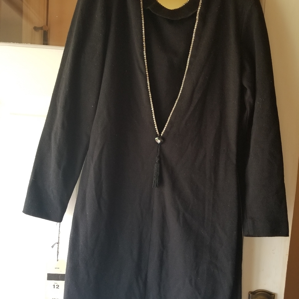 ET AL vintage Black dress with cut down back and gemstones